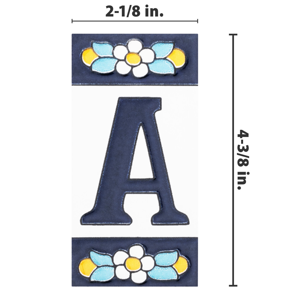 Sevillano Flora Address Letters A 2-1/8 in. x 4-3/8 in. Ceramic Wall Trim