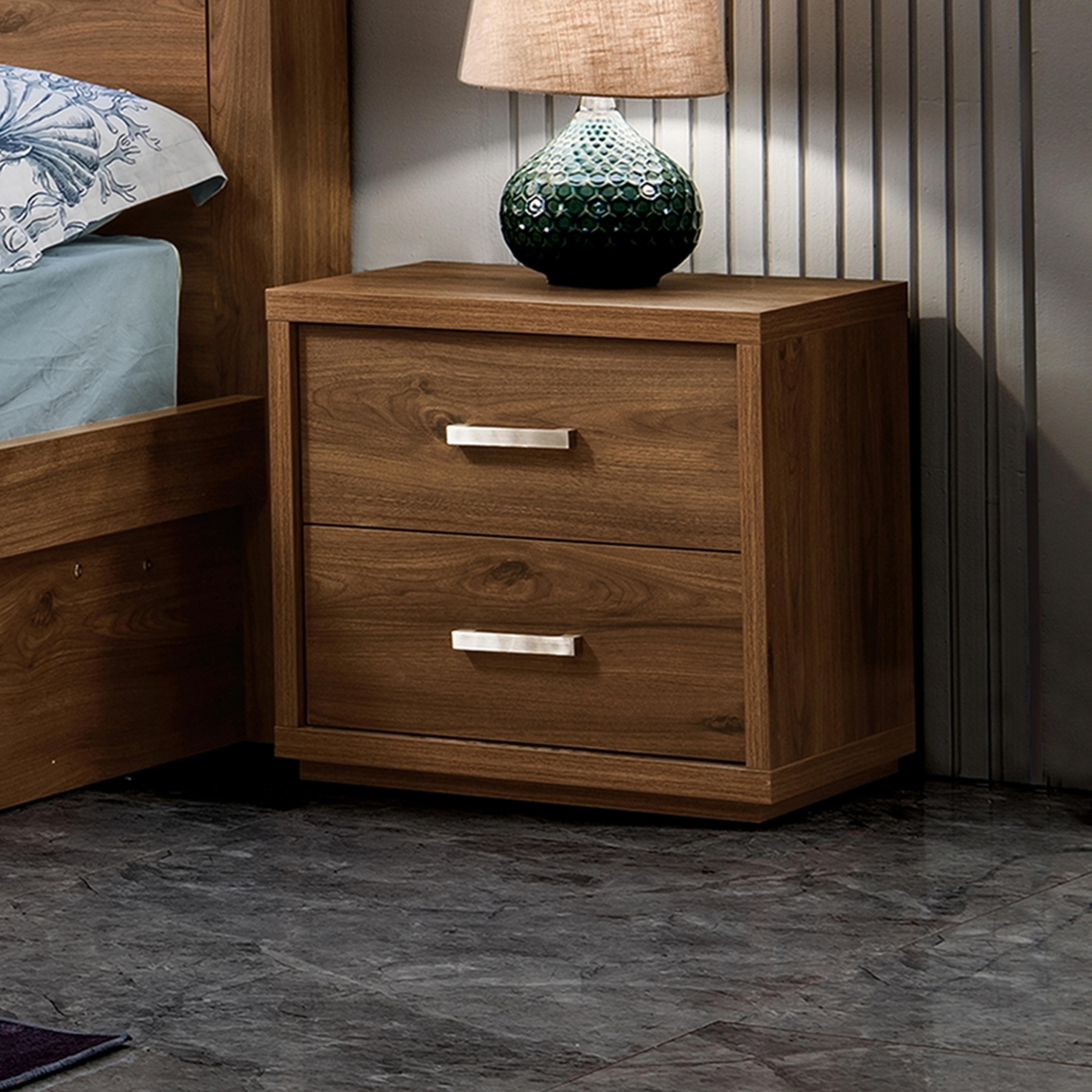 Lifestyle image of the  Bellevue Bedside Table (2 Drawer), Rustic Walnut from Forty Winks