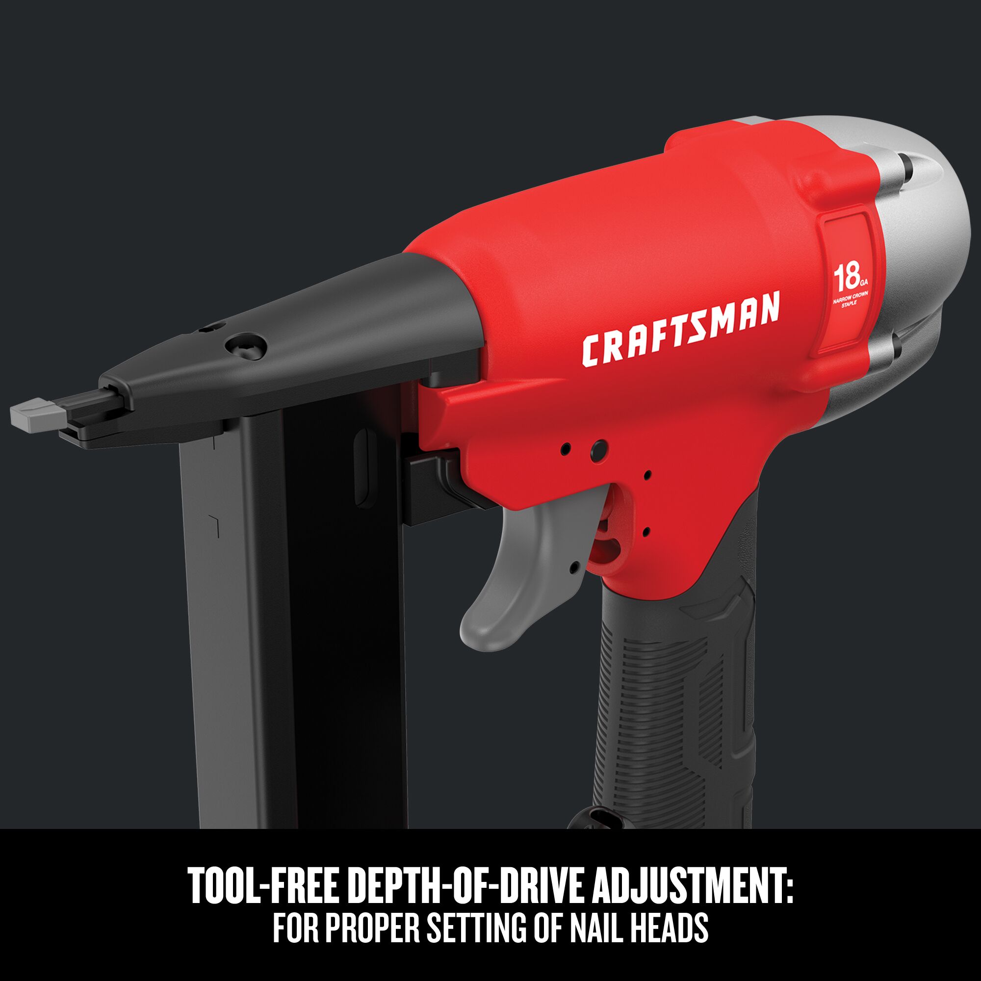 Graphic of CRAFTSMAN Stapler: Narrow Crown highlighting product features
