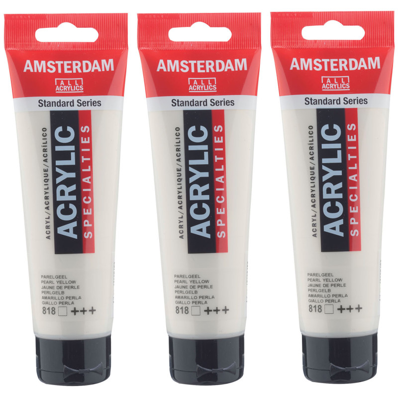 Standard Acrylic Paint, 120ml, Pearl Yellow 818, Pack of 3