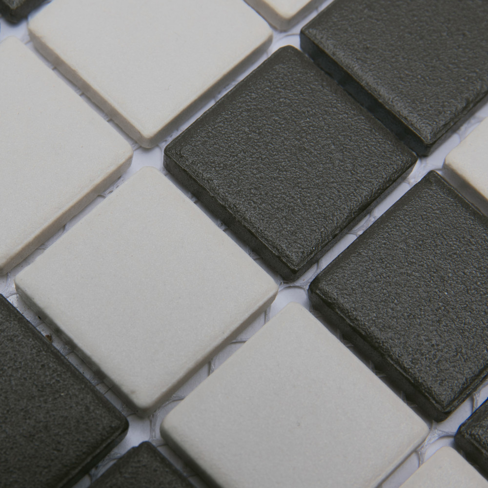 Gotham 1″ Greek T Border Unglazed Black and White 7-3/4 in. x 8-3/4 in. Porcelain Mosaic Tile