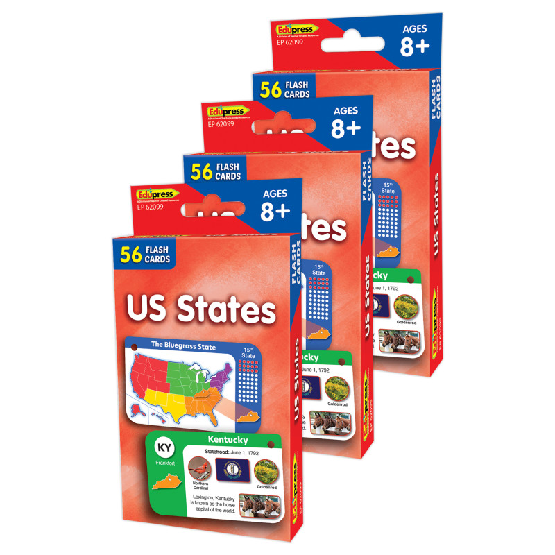 US States Flash Cards, 3 Packs