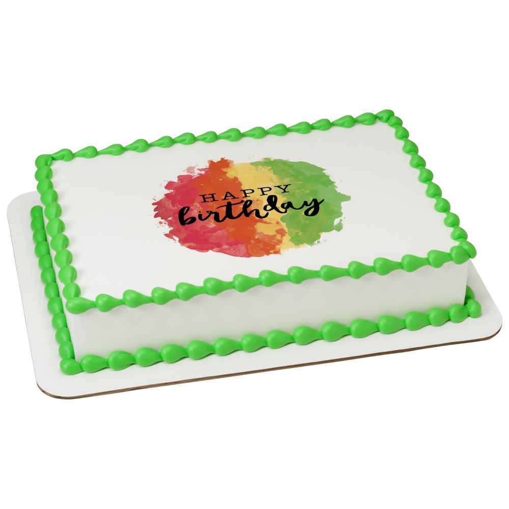 Image Cake Tropical Watercolor Birthday
