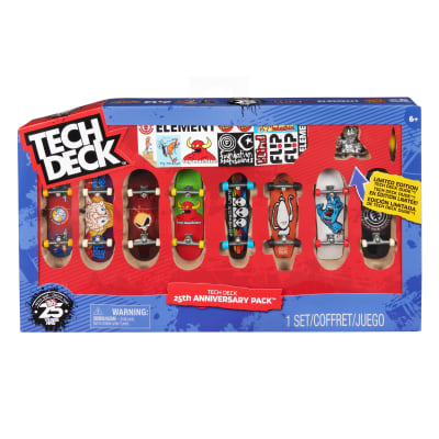 TECH DECK, 25th Anniversary 8-Pack Fingerboards with Exclusive Figure, Collectible and Customizable Mini Skateboards, Kids Toys for Ages 6 and up