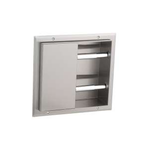 Bobrick, Partition-Mounted Dual-Sided, Standard Bath Tissue Dispenser, Stainless Steel