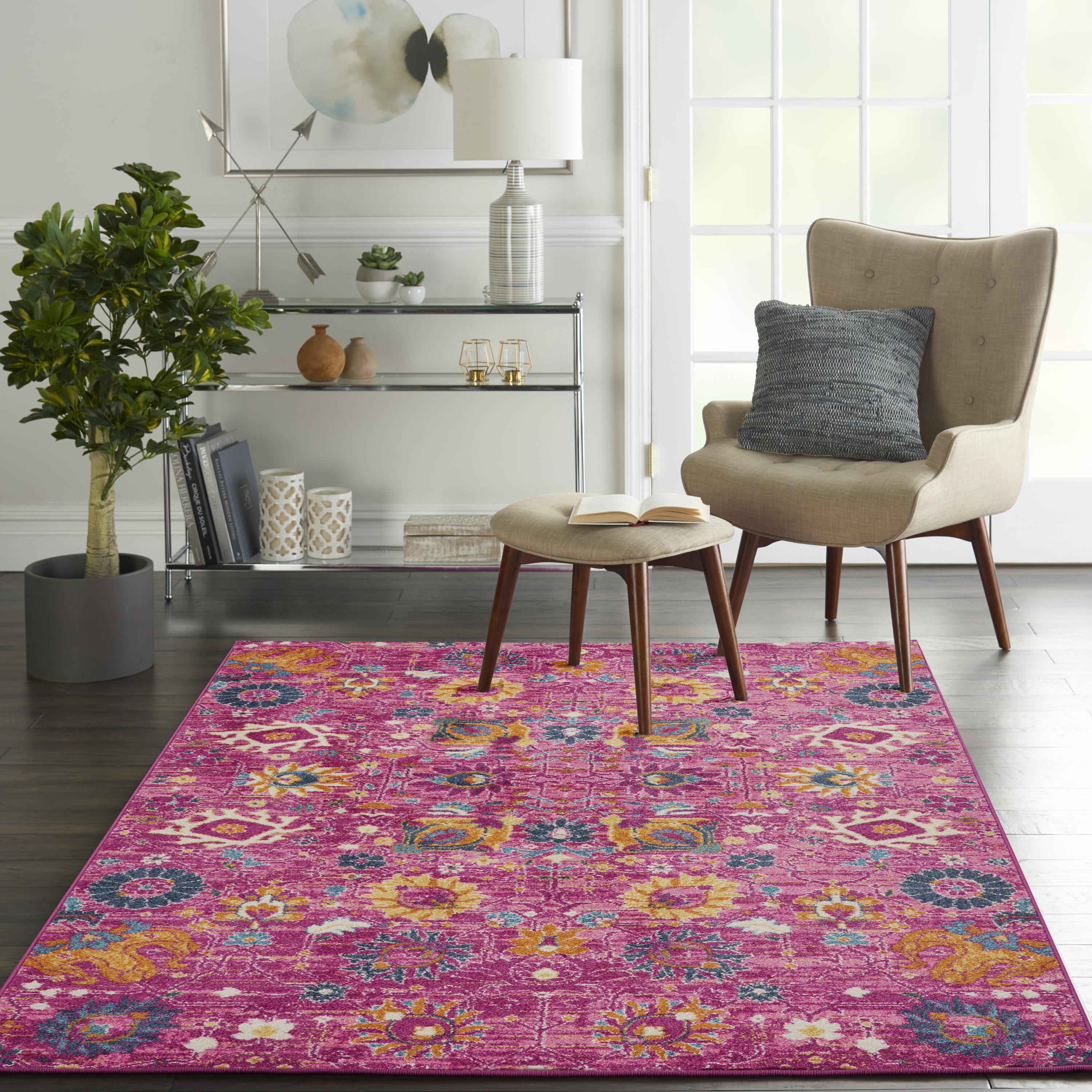 Nourison Passion 5'3" x 7'3" Fuchsia Bohemian Indoor Rug