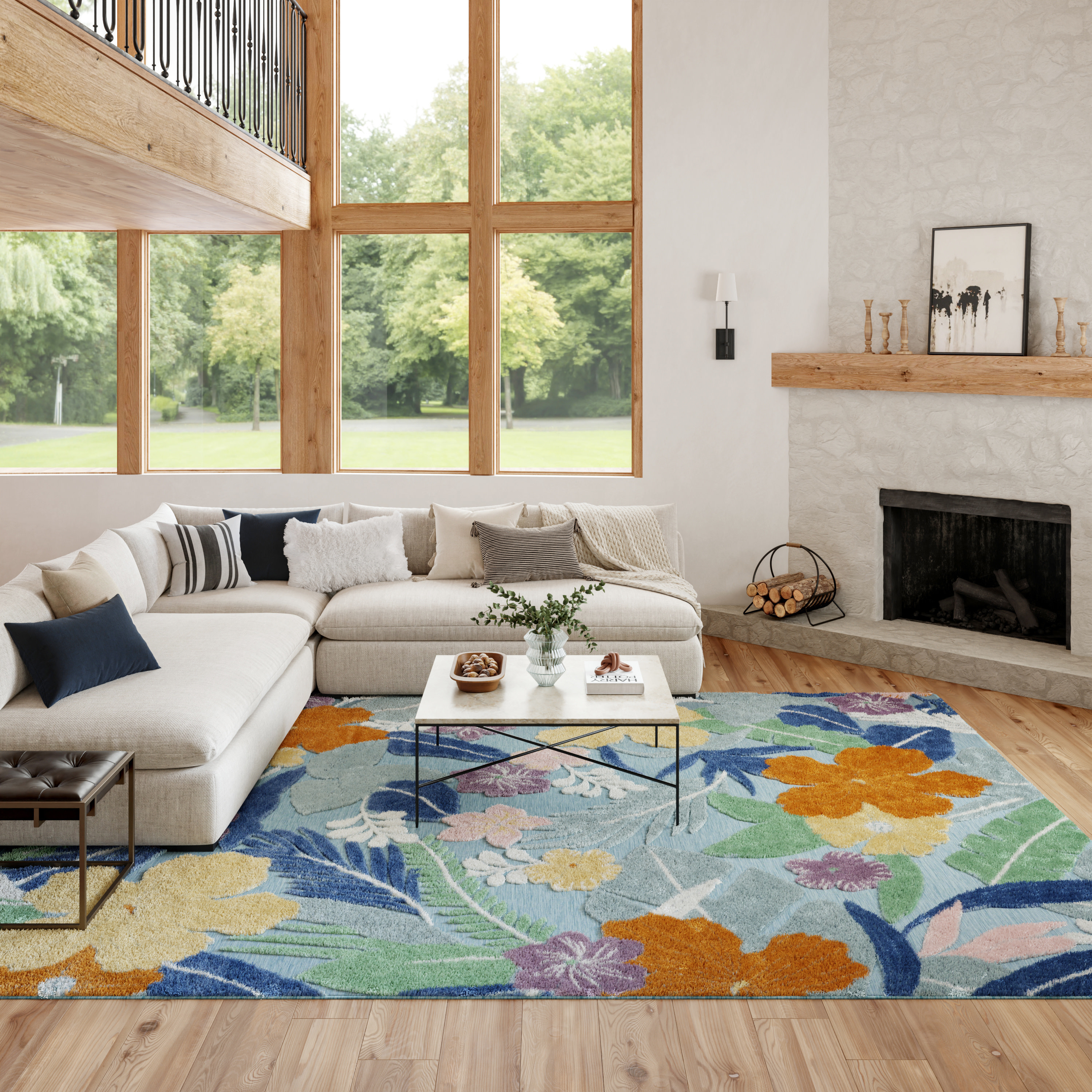Nourison Suncoast 9' x 12' Blue Multicolor Tropical Rug