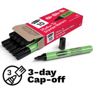 Medium Tip Slim Barrel Dry Erase Markers, Black, Box of 10
