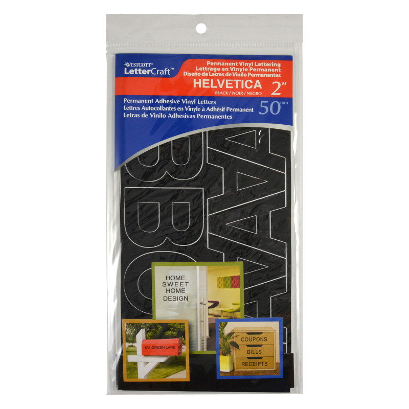 LetterCraft Permanent Vinyl Lettering, Helvetica, 2-Inch, Black