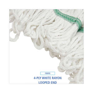 Boardwalk, Rayon Looped-End Wet Mop Head with 5" Headband, 14 oz, White
