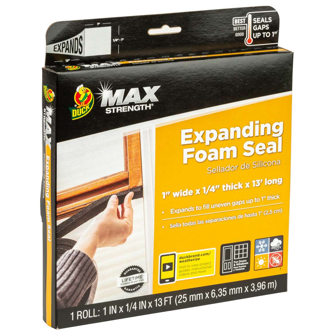 Duck® Max Strength™ Expanding Foam Seal - Black, .25 in. x 13 ft.