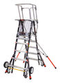 Cage Enclosed Platform Ladder with All-Terrain Wheels & Wheel Lift Fiberglass Model 5-9 ft. Type IAA-375 lbs. Rated