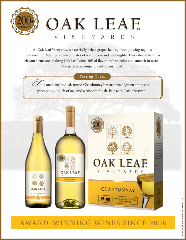 Oak Leaf® Vineyards Chardonnay White Wine 750ml, American