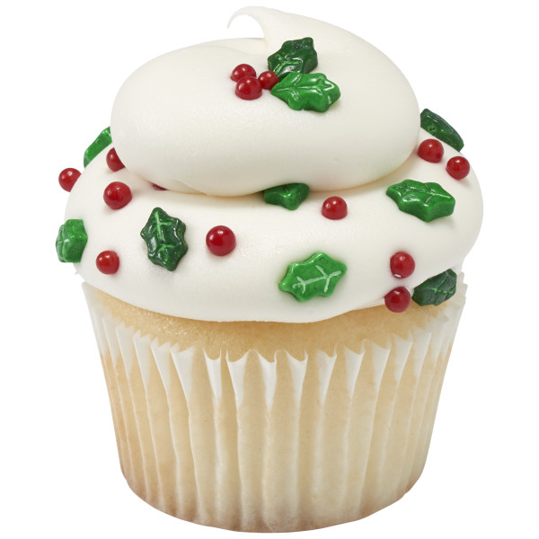 Holly Berries & Leaves Mix - Red 3 Free Sugar Candy Decorations