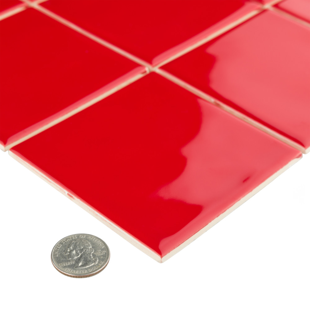 Sample – Twist Square Red Cherry Ceramic Mosaic Tile