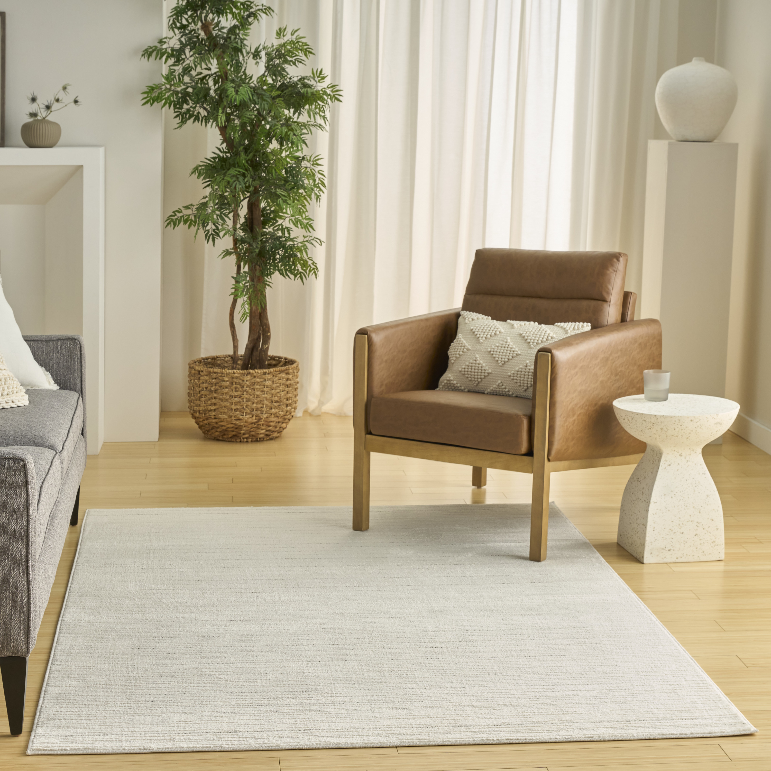 Nourison Ivory Hues 5'3" x 7'3" Ivory Grey Modern Indoor Rug