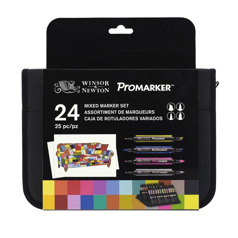 Promarker™ Mixed Marker Zipper Wallet, Assorted Colors, Set of 24
