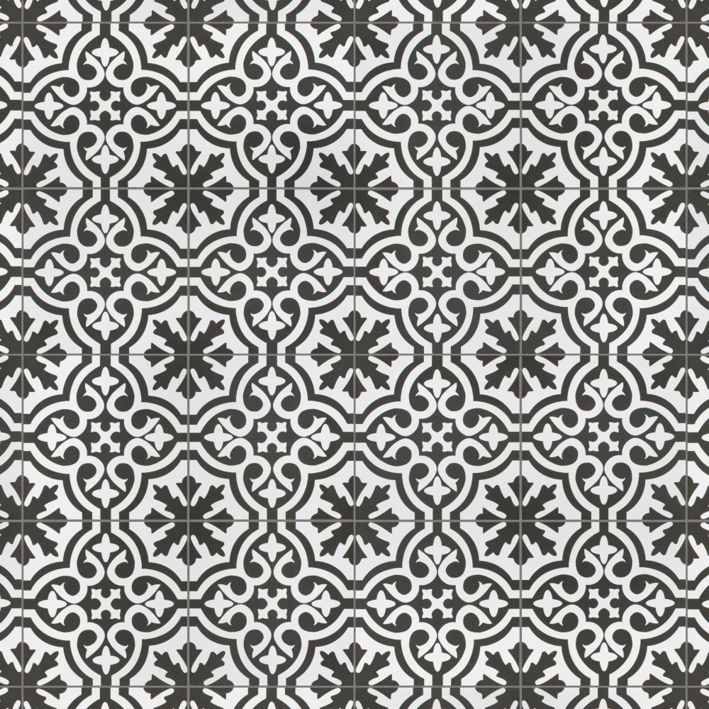 Berkeley II Black 17-5/8 in. x 17-5/8 in. Ceramic Floor and Wall Tile