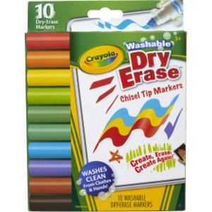 Washable Dura-Wedge Tip Dry Erase Markers, 10 Count