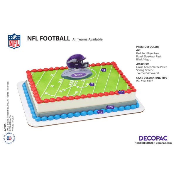 NFL Football Cake Decorating Instruction Card