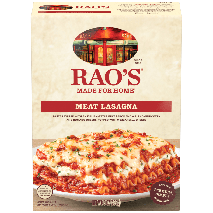 Meat Lasagna Frozen Meal, 9 oz - Back Image
