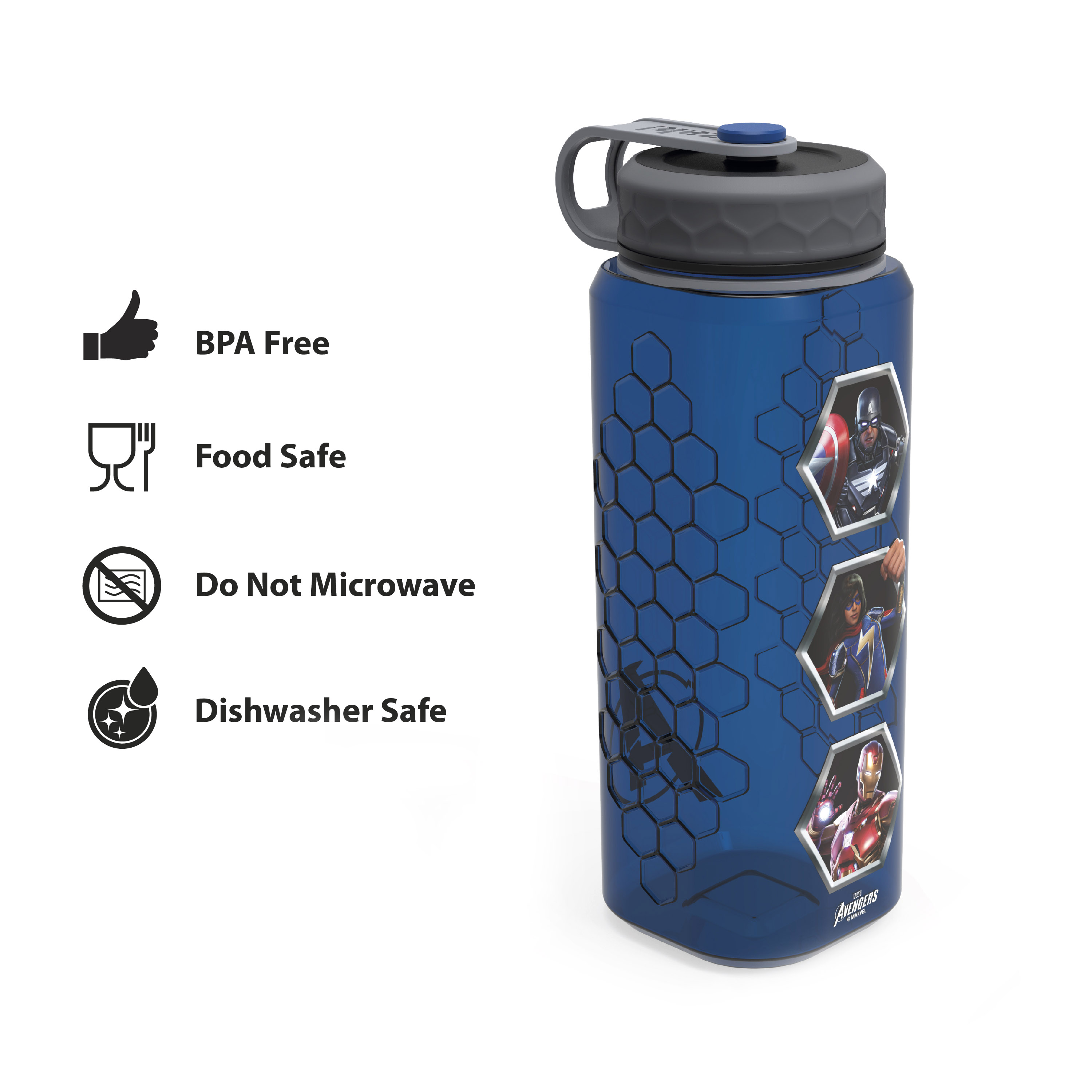 Marevel Comics 36 ounce Reusable Plastic Water Bottle, The Avengers slideshow image 4 Marevel Comics 36 ounce Reusable Plastic Water Bottle, The Avengers slideshow image 4