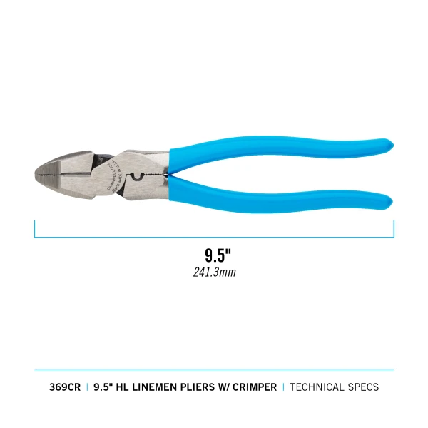 369CR 9.5-inch XLT Round Nose Linemen Pliers w/ Crimper
