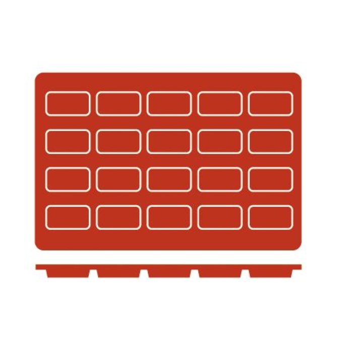 Red silicone 20 cake GN 1/3 mould for 4.9 x 2.6 cm 11 cm-tall