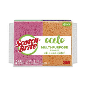 3M, Scotch-Brite® ocelo™ Vibrant Color Sponges, 4.7 x 3, 0.6" Thick, Assorted Colors,  4/Pack