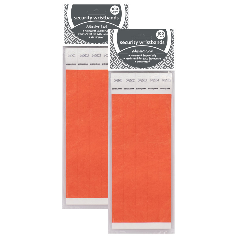DuPont™ Tyvek® Security Wristbands, Orange, 100 Per Pack, 2 Packs