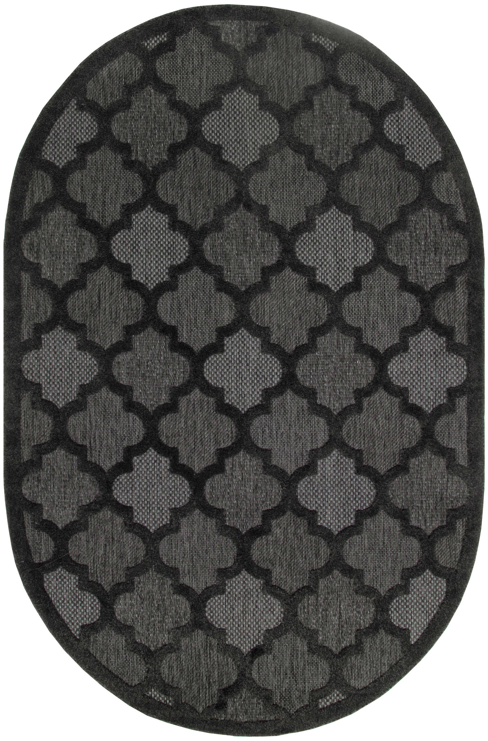 Nourison Easy Care 6' x 9' Oval Charcoal Black Modern Rug