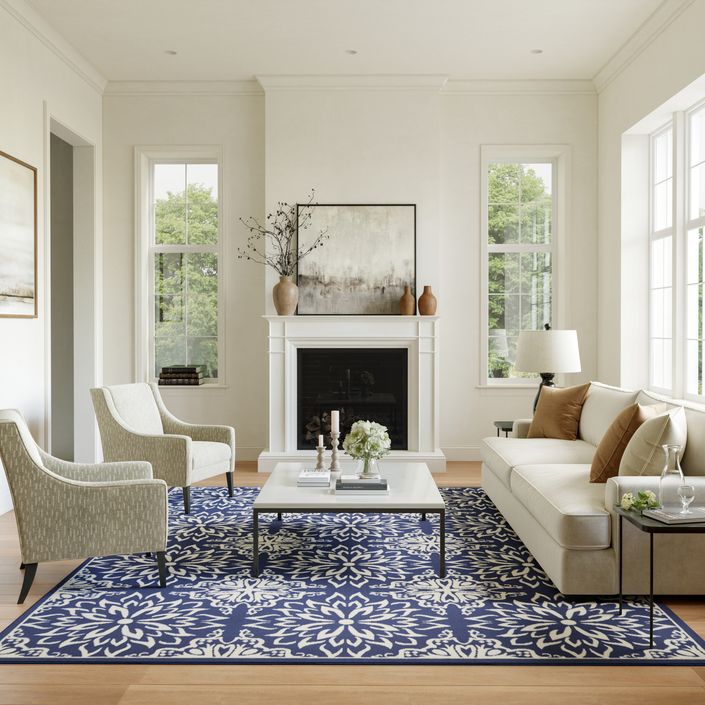 Nourison Jubilant 7'10" x 9'10" Navy Ivory Farmhouse Indoor Rug