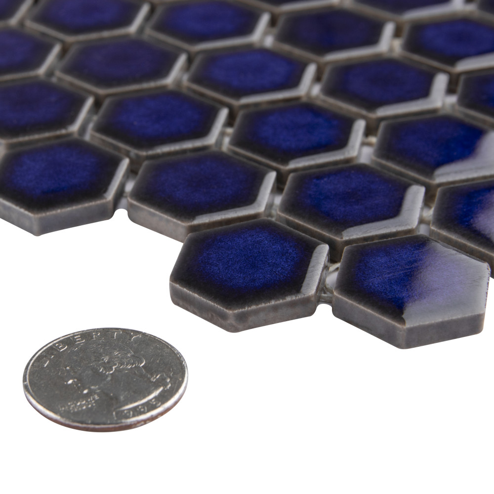Tribeca 1″ Hex Glossy Cobalt 10-1/4 in. x 11-7/8 in. Porcelain Mosaic Tile