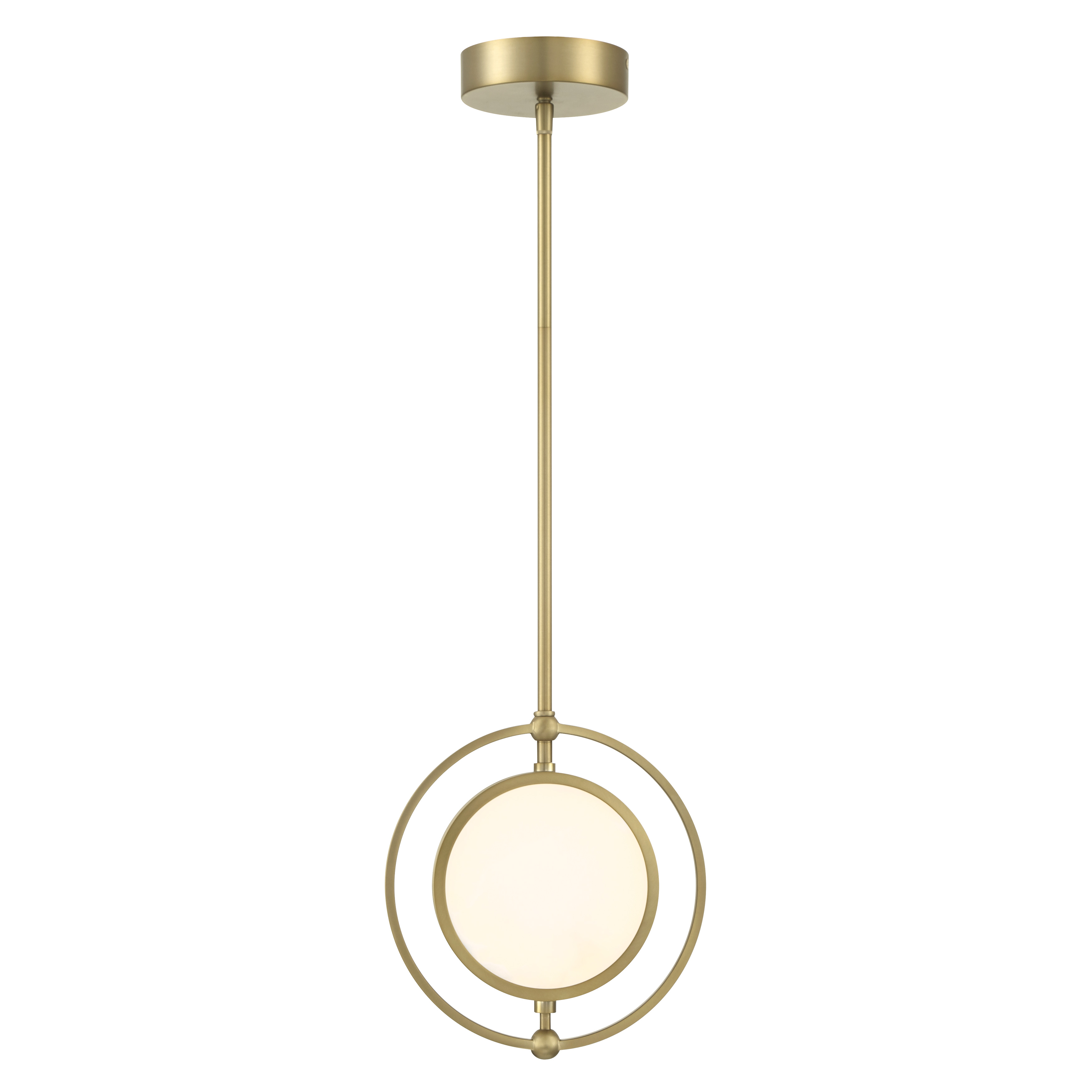 The Spectr mini pendant combines modern sophistication with practical LED efficiency. Its soft brass finish and alabaster shade create warm, diffused light perfect for intimate spaces and task areas. - alternate view