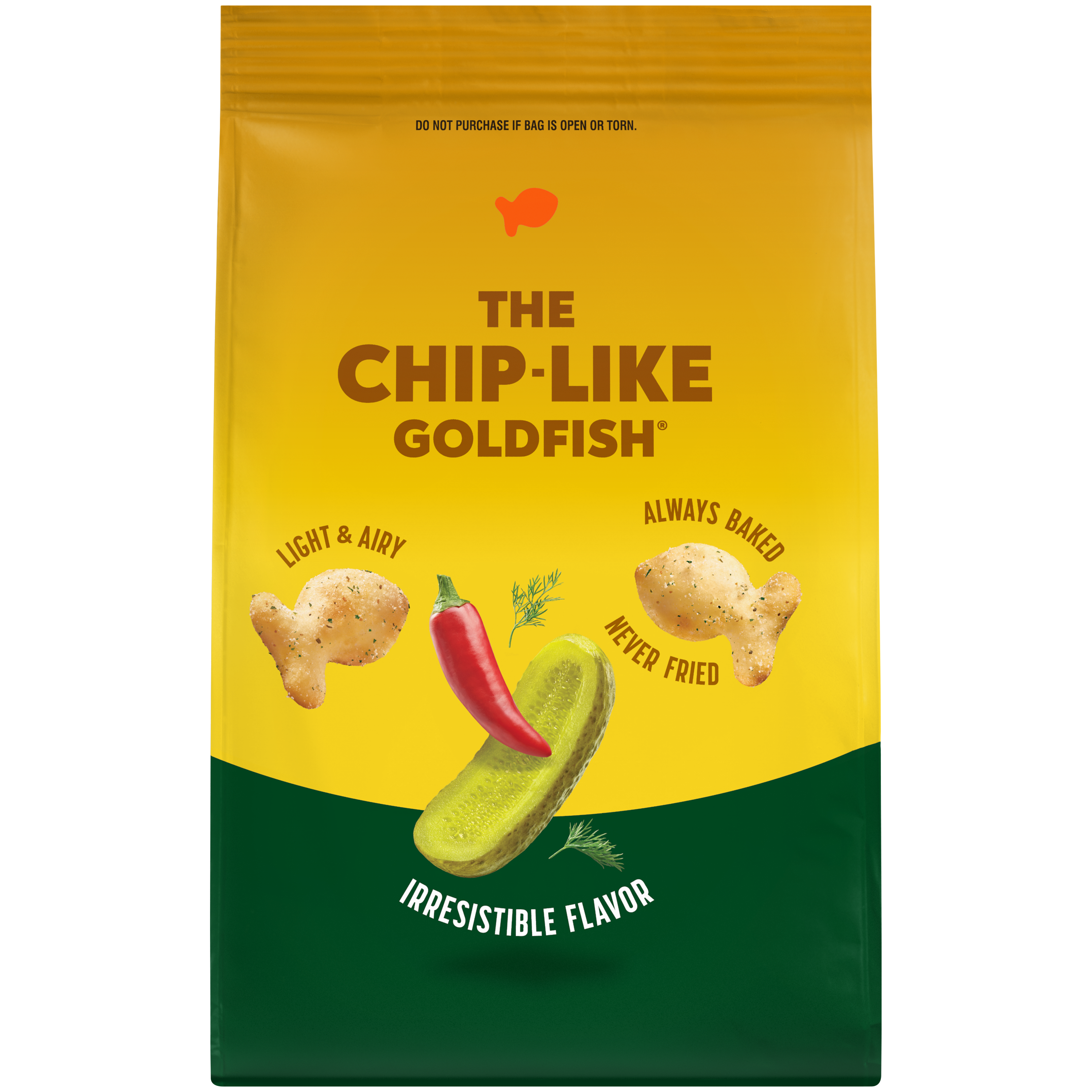 Goldfish® Spicy Dill Pickle Baked Snacks, 4.8 oz, bag - Back Image