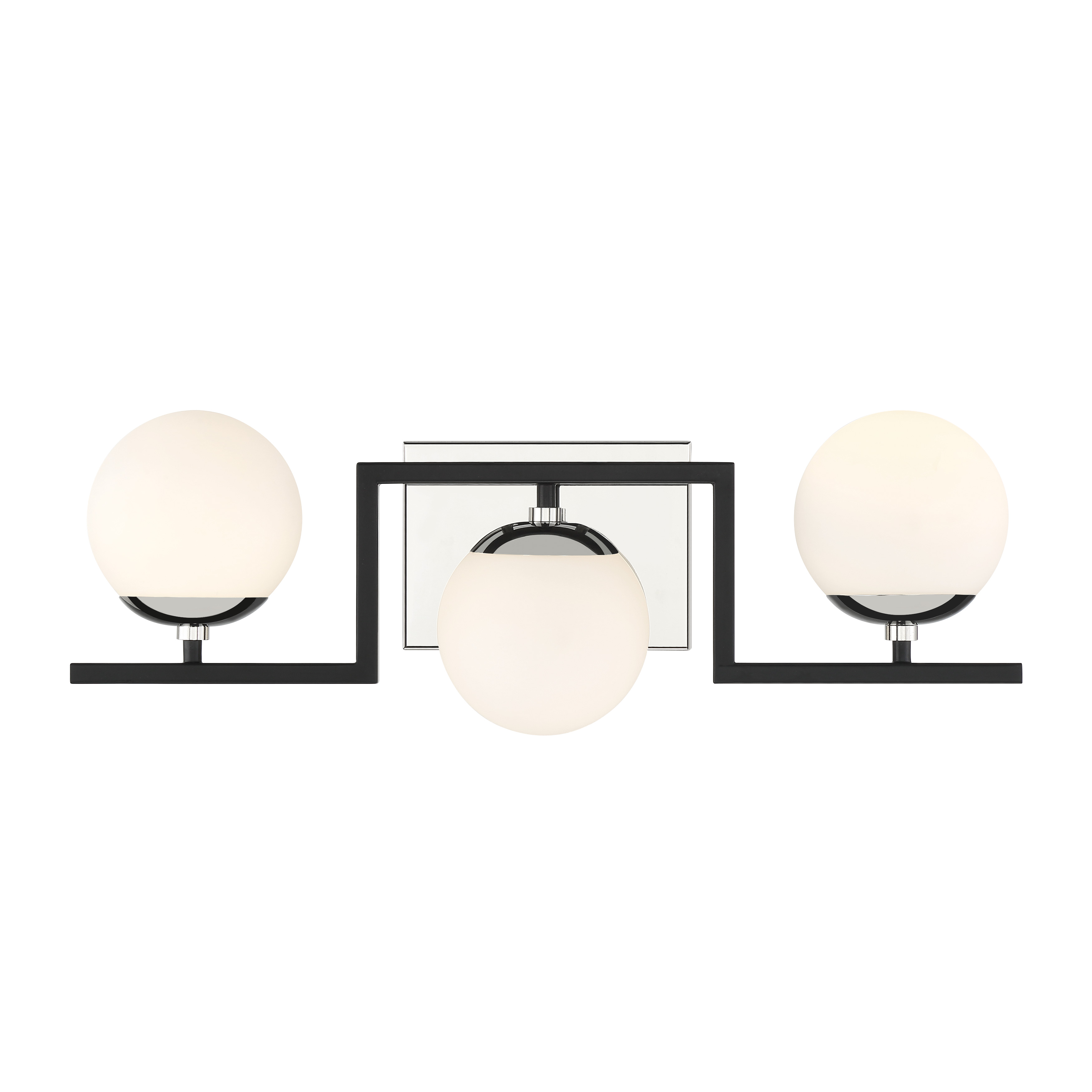 The Alluria II combines polished nickel and coal finishes with etched opal glass for a refined, contemporary look. Its 22.5-inch width makes it ideal for medium vanities, while dimmable functionality adds versatility. - alternate view