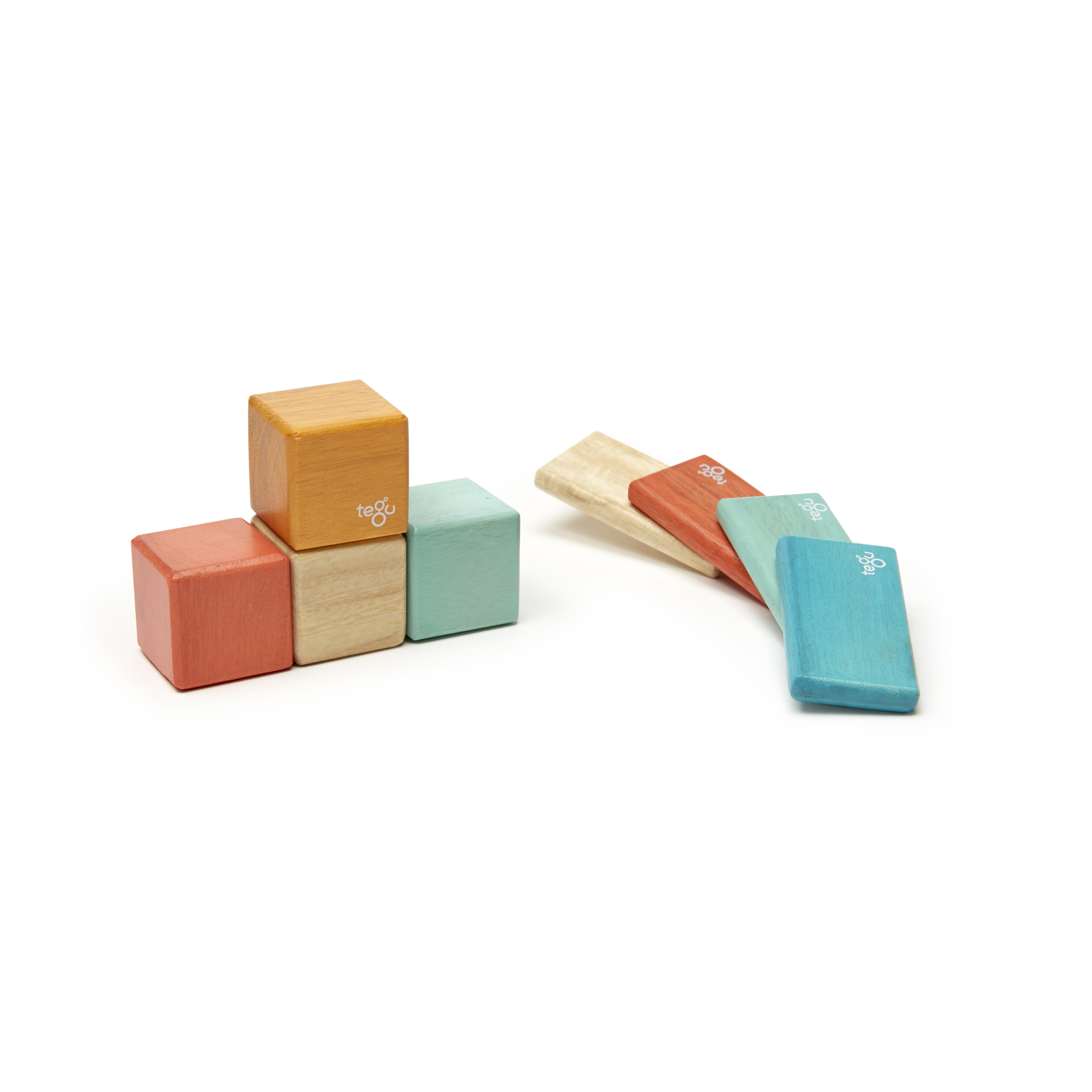 Tegu Magnetic Wooden Blocks, 8-Piece Pocket Pouch, Sunset image number null