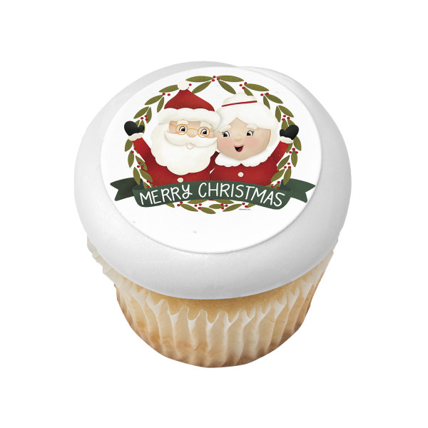 Merry Mr. and Mrs. Claus PhotoCake® Edible Image®