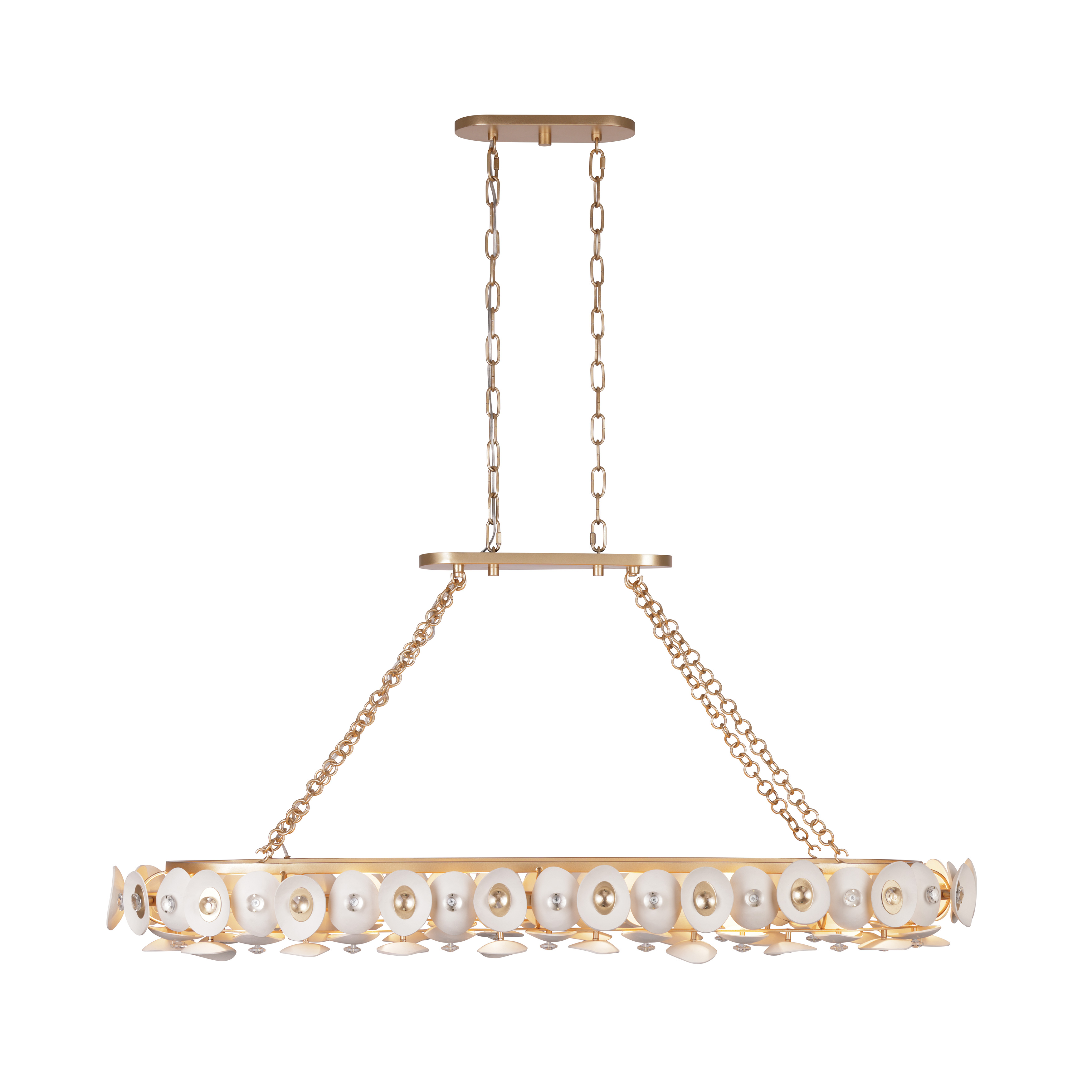 The Niu collection brings tropical sophistication to your space with 14 lights housed in handcrafted coconut shell shades. The warm Fawn Gold finish and crystal accents create a luxurious yet organic aesthetic perfect for modern coastal or contemporary interiors. - alternate view
