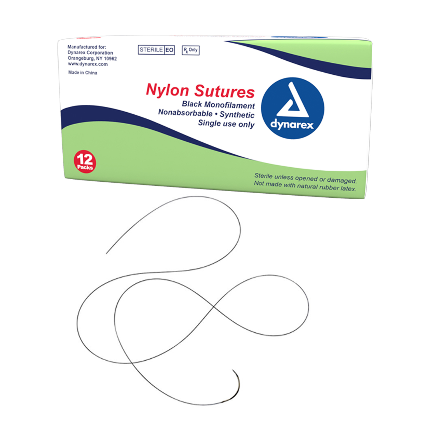 Nylon Sutures-Non Absorbable-Synthetic Black, 5-0, C3 Needle, 18