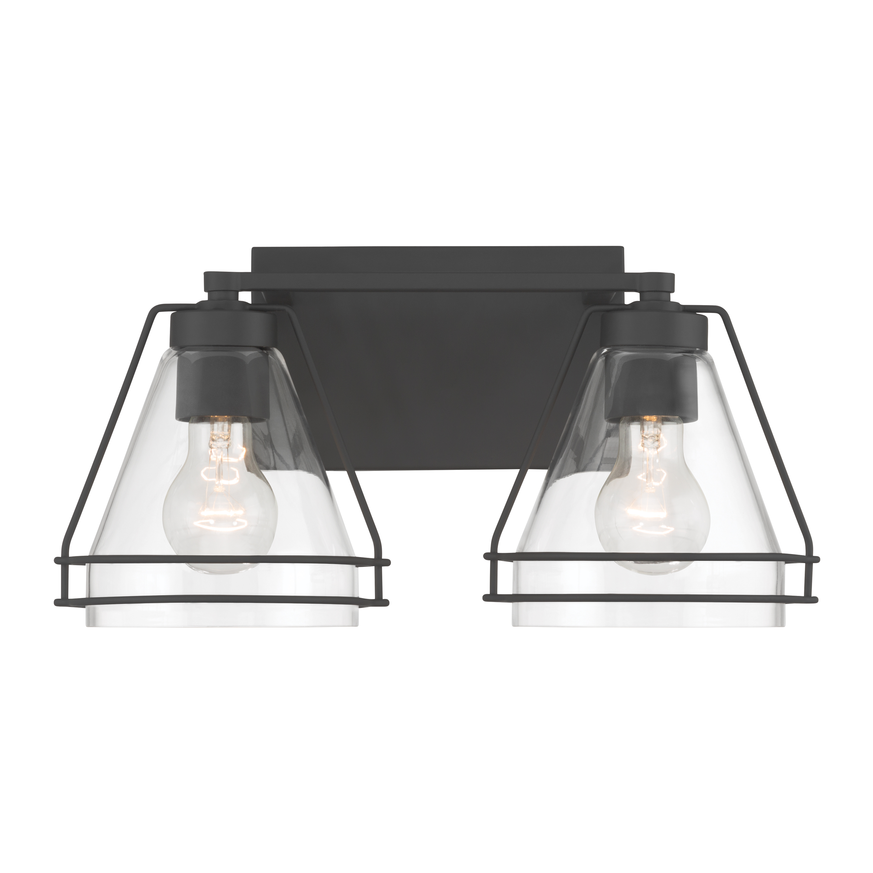 2-Light Vanity - Dark Matte Black with Clear Glass - alternate view