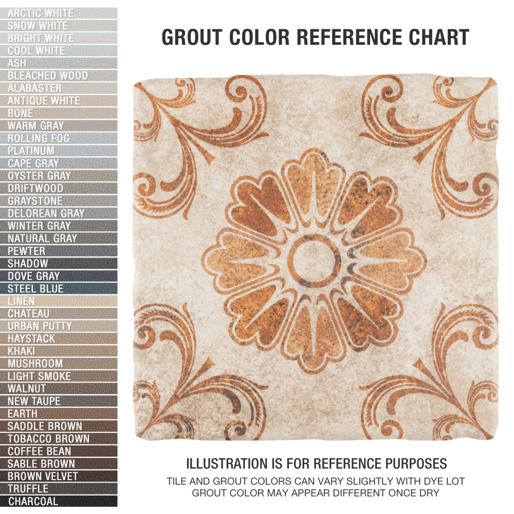 Costa Arena Decor Fleur 7-3/4 in. x 7-3/4 in. Ceramic Floor and Wall Tile