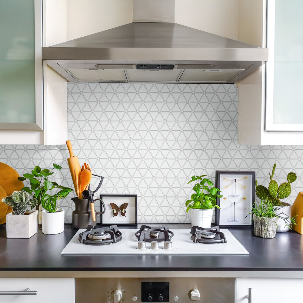 Sample – Expressions Treux White Glass Mosaic Tile