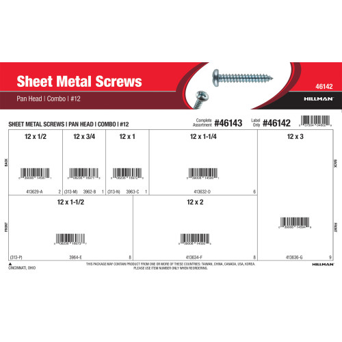 #12 Combo Pan-Head Sheet Metal Screws Assortment