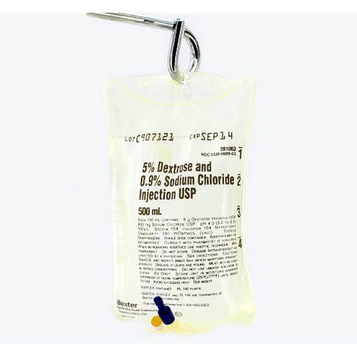 Dextrose 5% Sodium Chloride  .9%, 500ml bag- 24/Case
