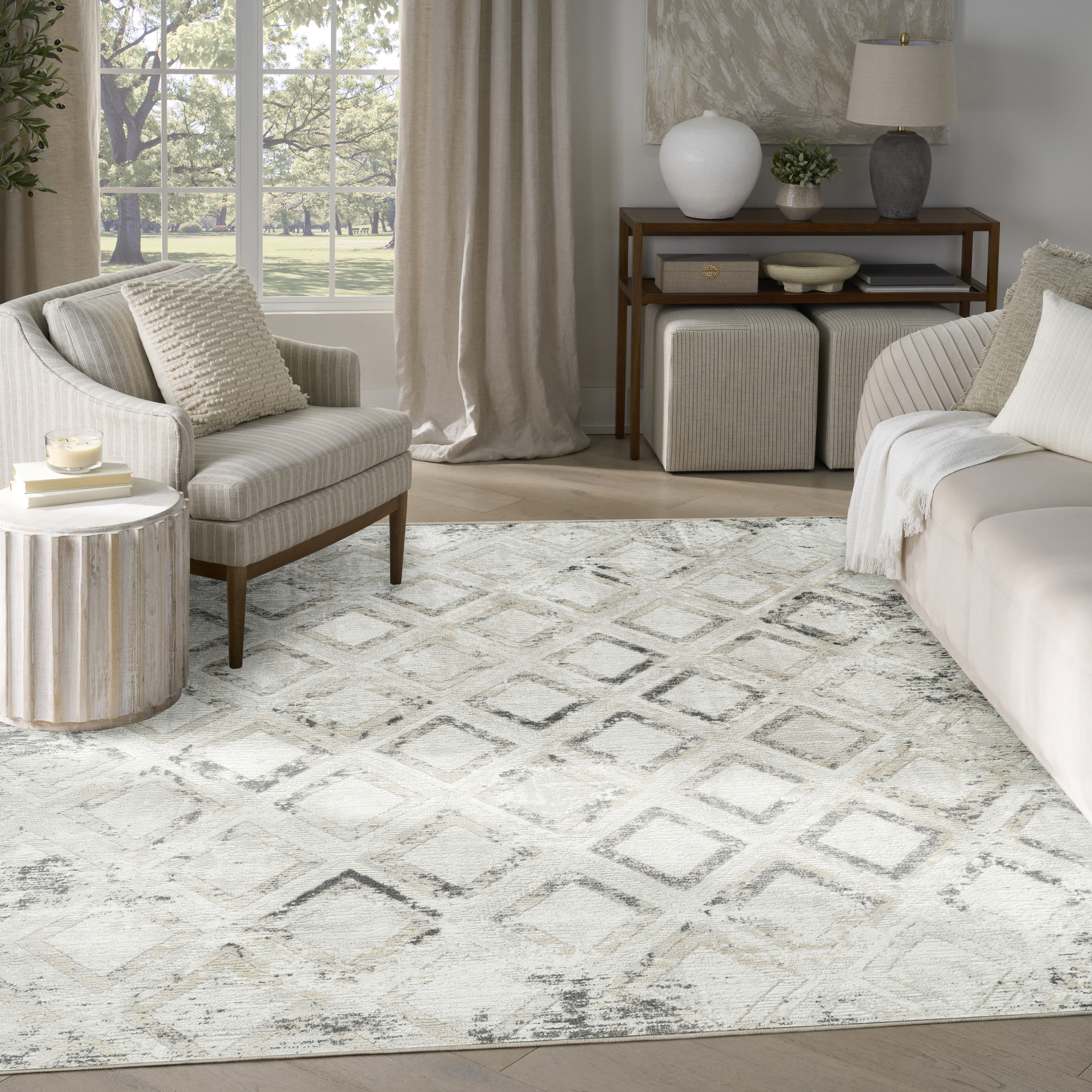 Nourison Dekor 7'10" x 9'10" Grey Charcoal Modern Indoor Rug