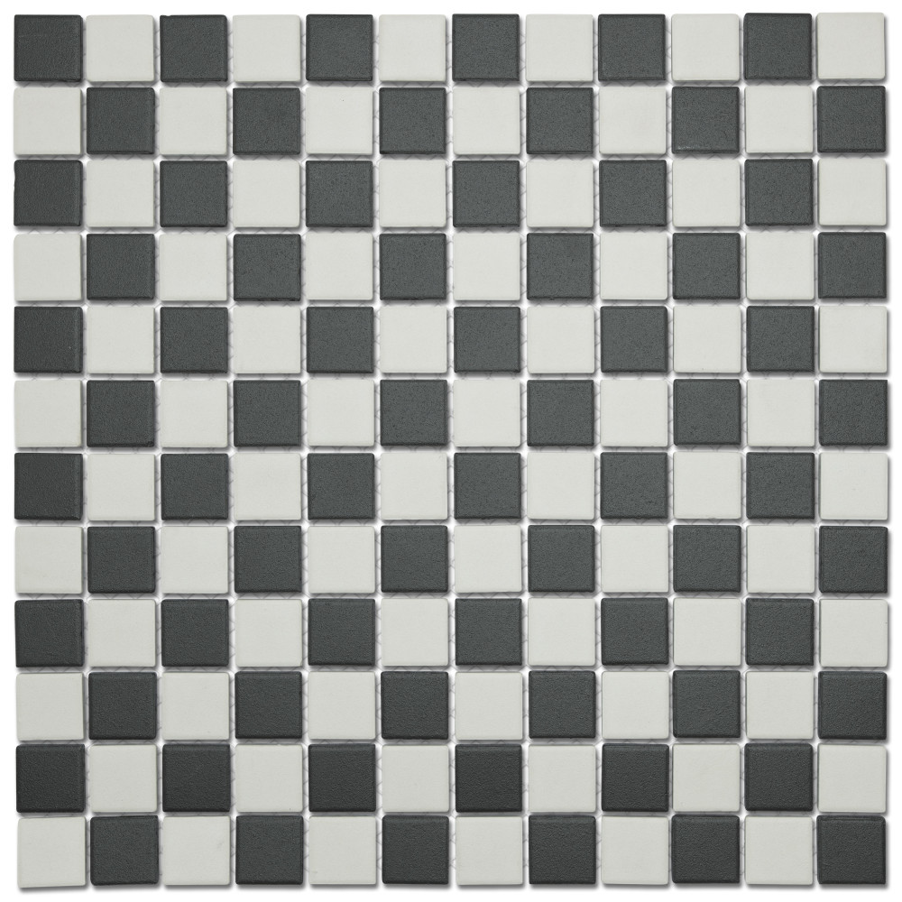Gotham 1″ Square Unglazed Black and White Checkerboard 11-3/4 in. x 11-3/4 in. Porcelain Mosaic Tile