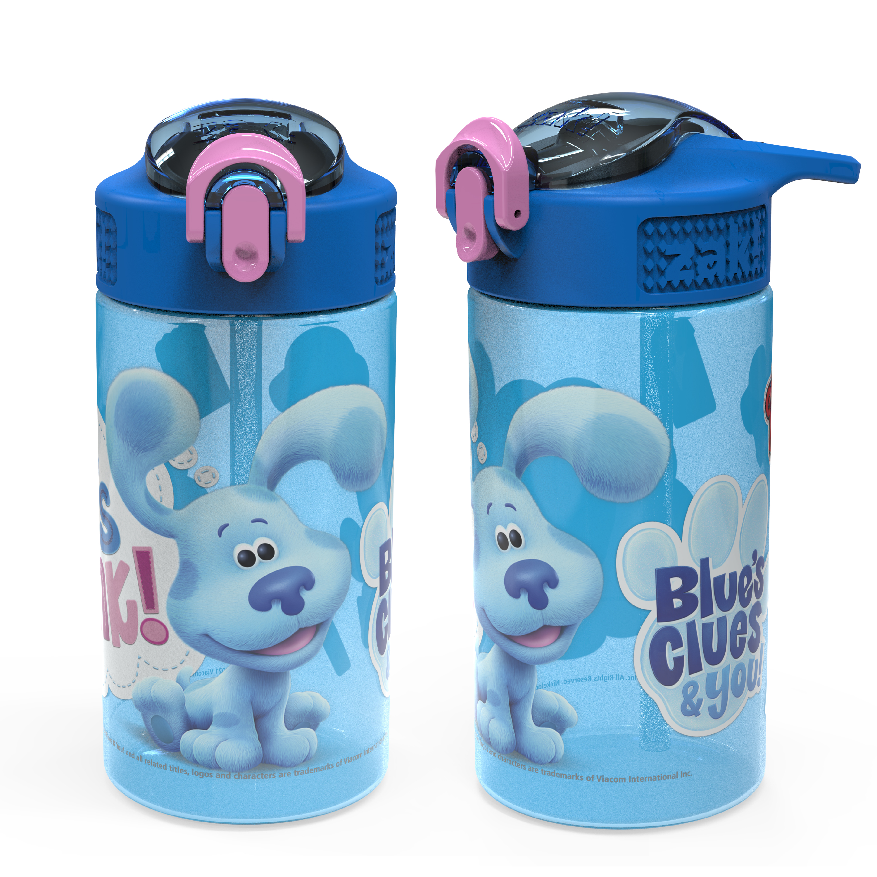 Blues Clues and You 16 ounce Reusable Plastic Water Bottle with Straw, Blue and Friends, 2-piece set slideshow image 1 Blues Clues and You 16 ounce Reusable Plastic Water Bottle with Straw, Blue and Friends, 2-piece set slideshow image 1