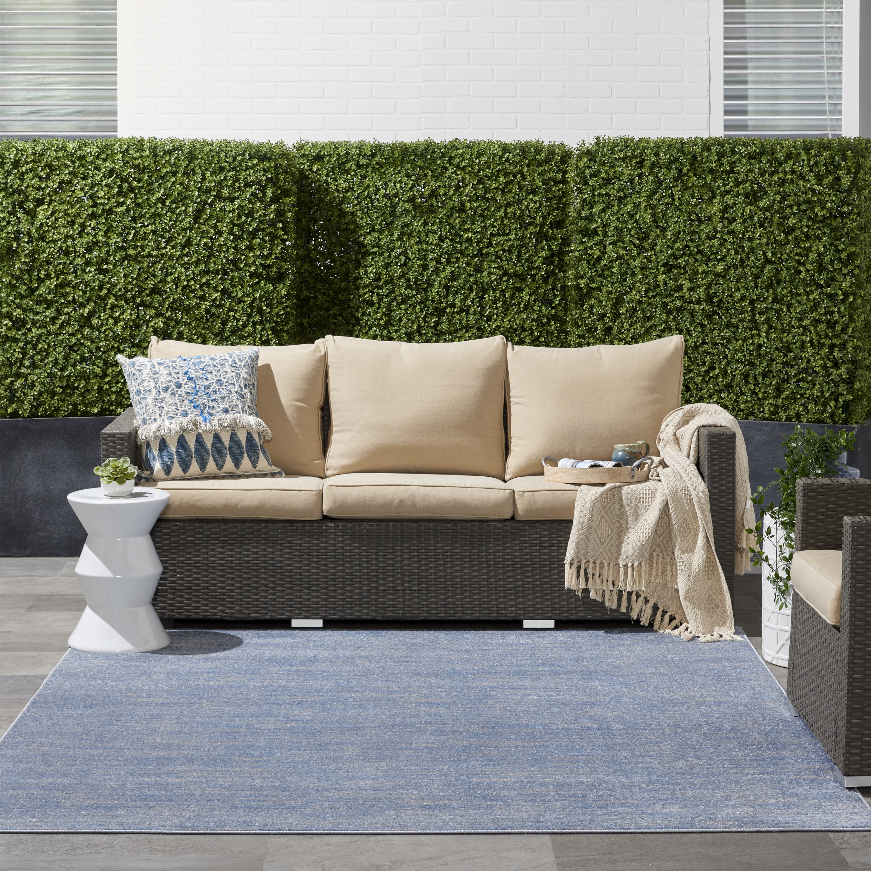 Nourison Nourison Essentials 7' x Square Blue Grey Outdoor Rug
