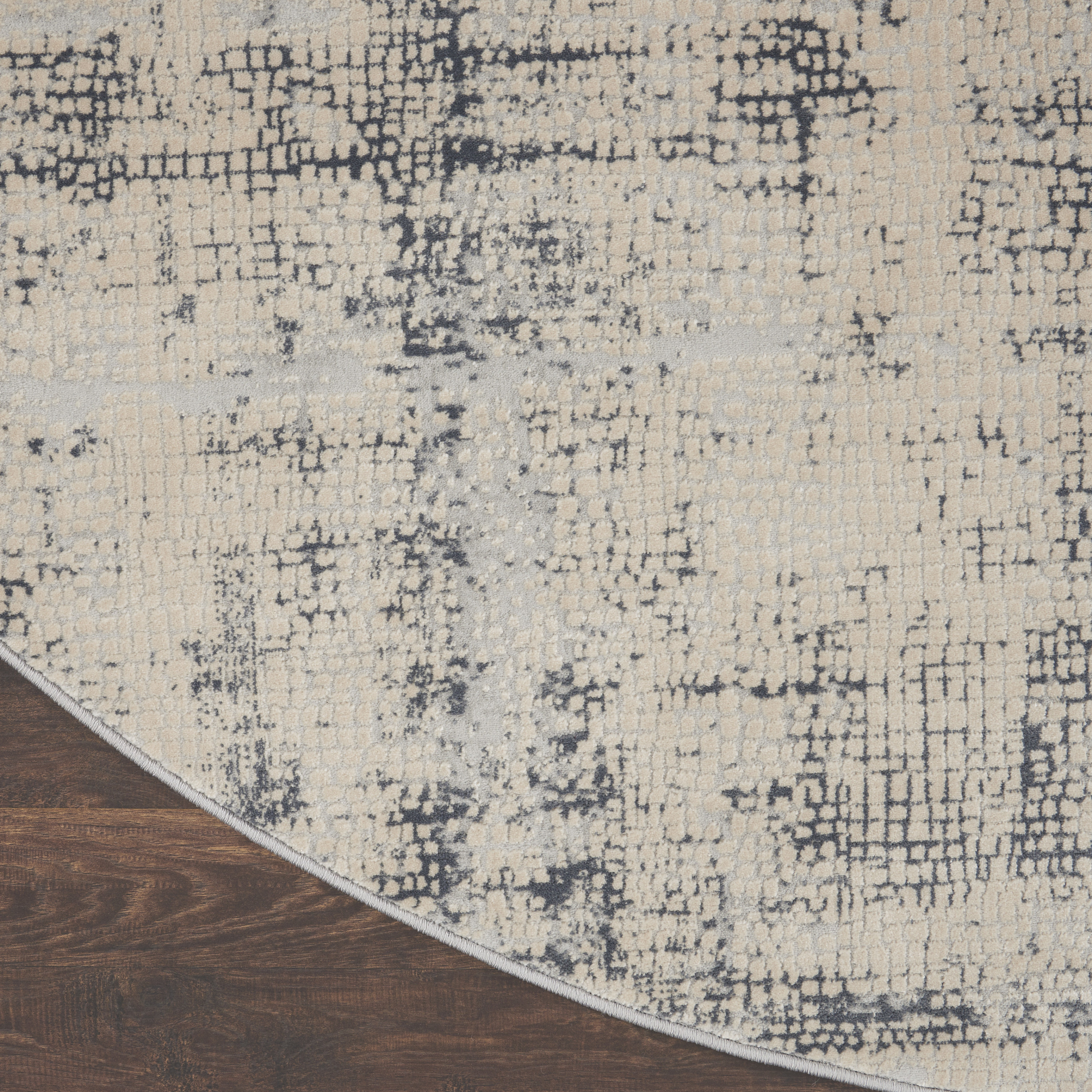 Nourison Rustic Textures 5'3" x Round Ivory Blue Modern Indoor Rug